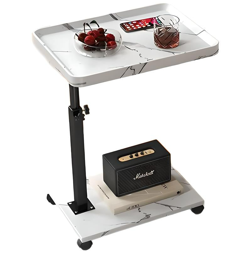 Adjustable Rolling Cart Overbed Bedside Table Laptop Desk Couch Side 360° Rotatable Sofa Tray Table Computer Desk Home Food Tray