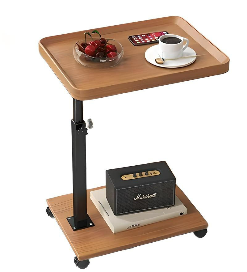 Adjustable Rolling Cart Overbed Bedside Table Laptop Desk Couch Side 360° Rotatable Sofa Tray Table Computer Desk Home Food Tray