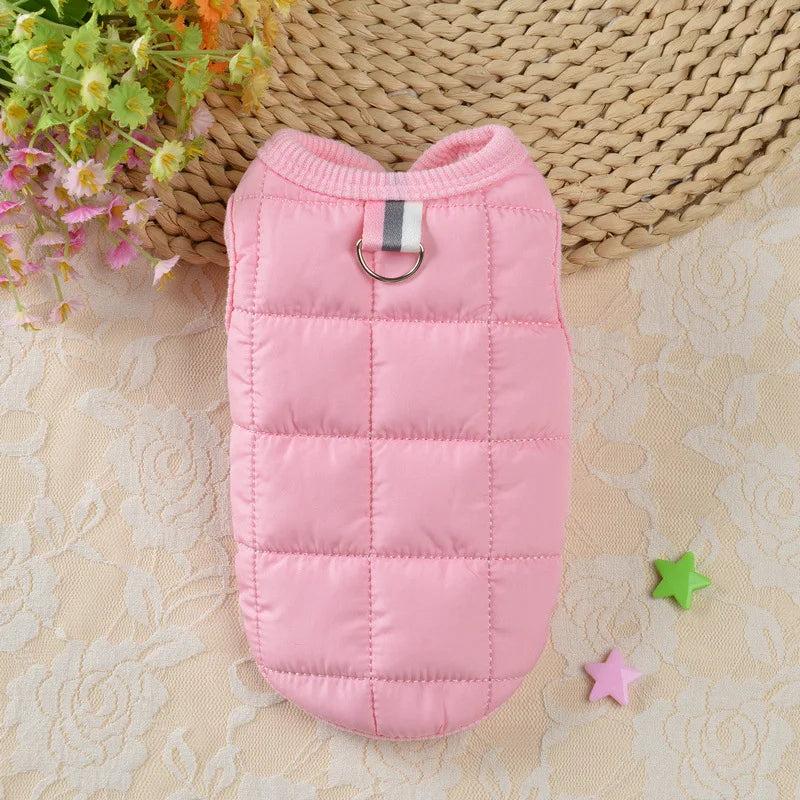 Winter Warm Dog Coat Jacket - Blue Red Pink Beige Coats for Small Pets - Manual Measurement May Have 1-3cm Error - Choose Larger Size if Pet Grows Fast
