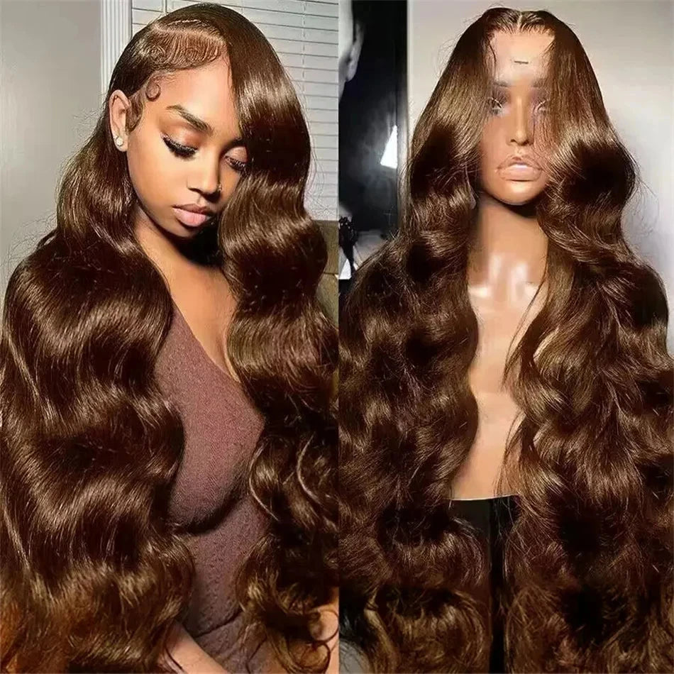 Mossily Chocolate Brown Wigs 13x6 HD Lace Front Human Hair Wig For Women Brazilian 220% Body Wave Brown Colored Lace Front Wig