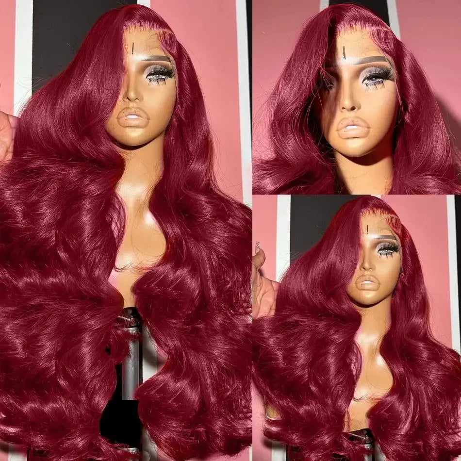 99j Burgundy High Density Body Wave 13x6 Lace Front Wigs Human Hair 30 Inch 13x4 Hd Lace Frontal Wigs For Women Choice Brazilian