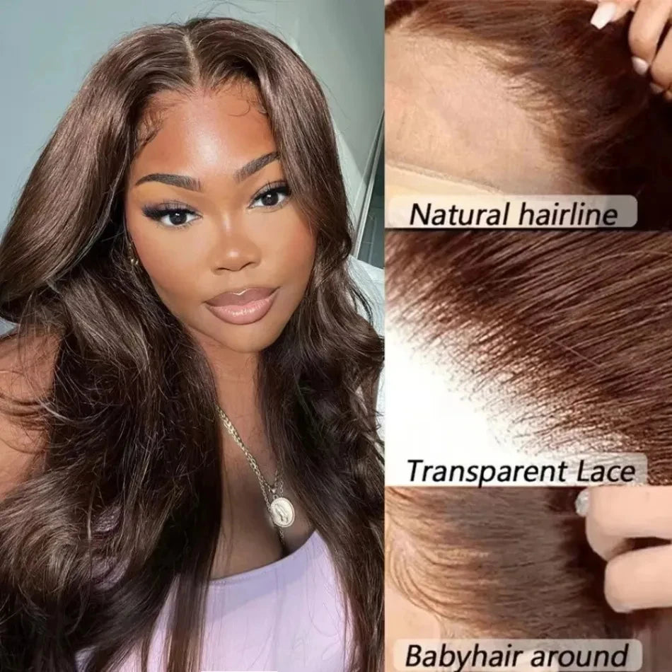 Mossily Chocolate Brown Wigs 13x6 HD Lace Front Human Hair Wig For Women Brazilian 220% Body Wave Brown Colored Lace Front Wig