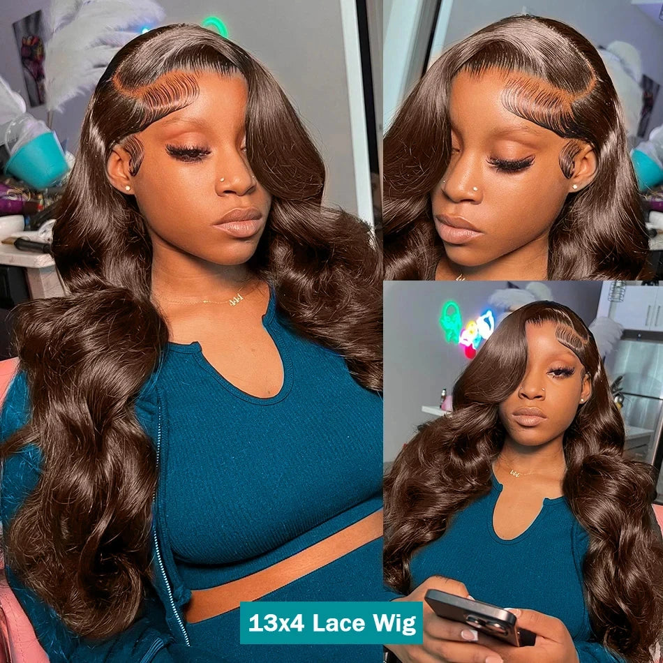Mossily Chocolate Brown Wigs 13x6 HD Lace Front Human Hair Wig For Women Brazilian 220% Body Wave Brown Colored Lace Front Wig