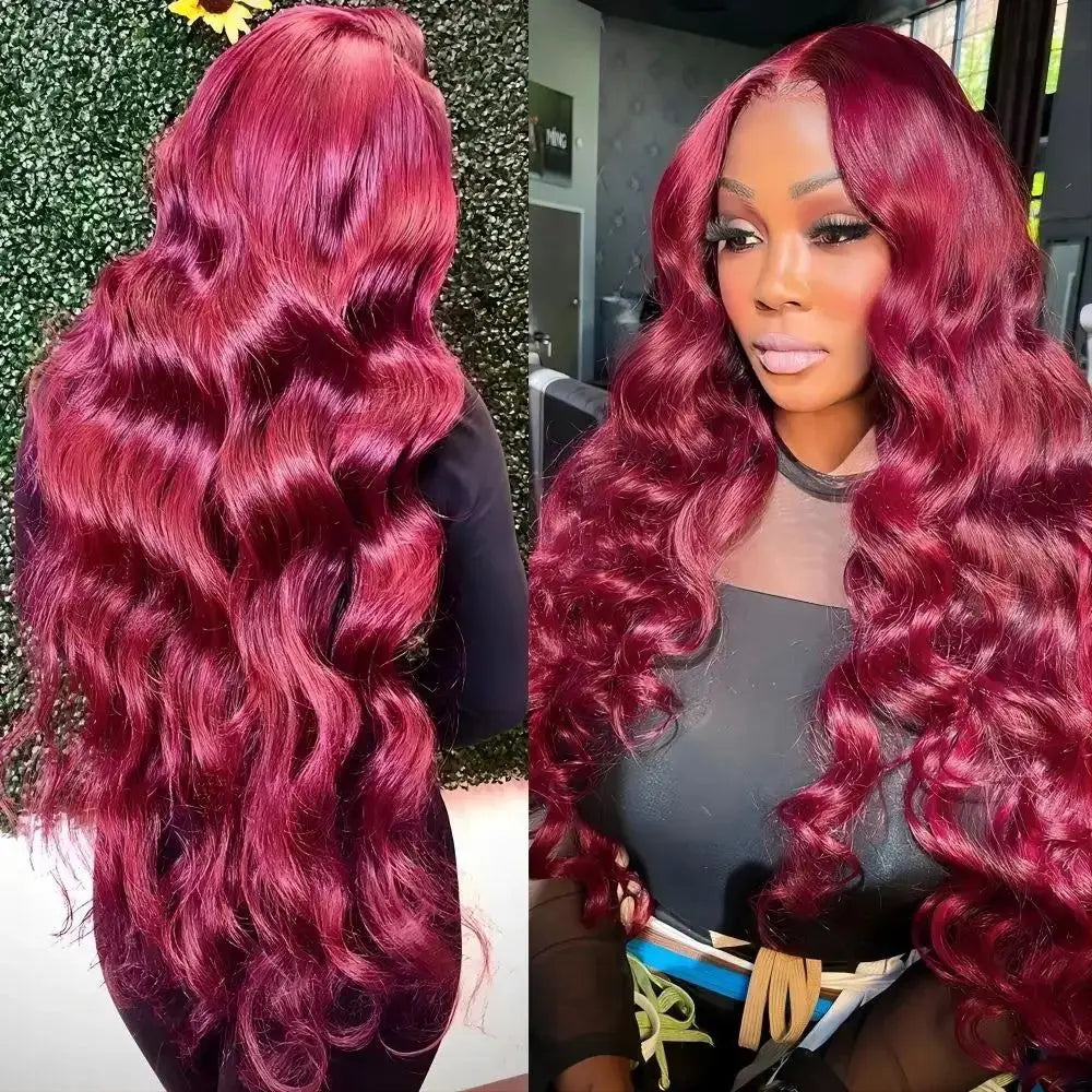 99j Burgundy High Density Body Wave 13x6 Lace Front Wigs Human Hair 30 Inch 13x4 Hd Lace Frontal Wigs For Women Choice Brazilian