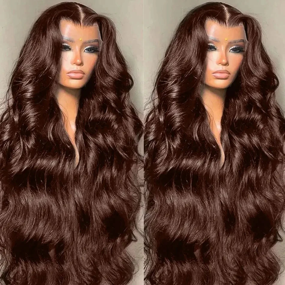 Mossily Chocolate Brown Wigs 13x6 HD Lace Front Human Hair Wig For Women Brazilian 220% Body Wave Brown Colored Lace Front Wig