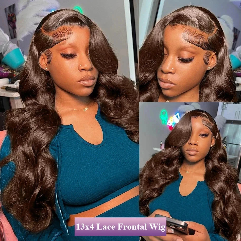 Mossily Chocolate Brown Wigs 13x6 HD Lace Front Human Hair Wig For Women Brazilian 220% Body Wave Brown Colored Lace Front Wig