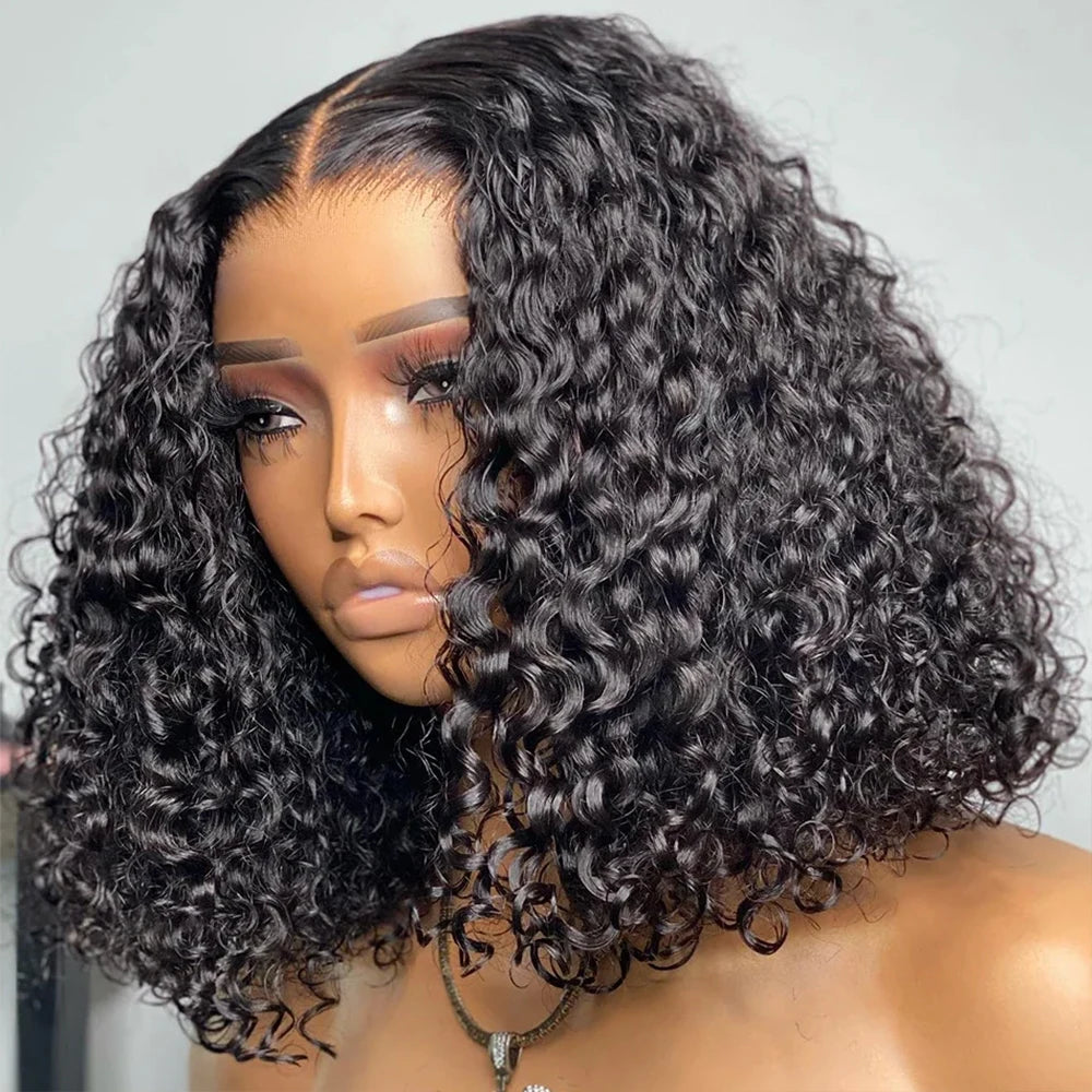 Pre Cut No Glue 4x4 Deep Wave Bob Wigs Curly 6x4 HD Glueless Wig Human Hair Ready To Go Lace Frontal Wigs For Women Pre Plucked