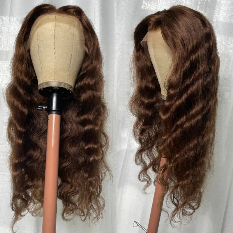 Mossily Chocolate Brown Wigs 13x6 HD Lace Front Human Hair Wig For Women Brazilian 220% Body Wave Brown Colored Lace Front Wig