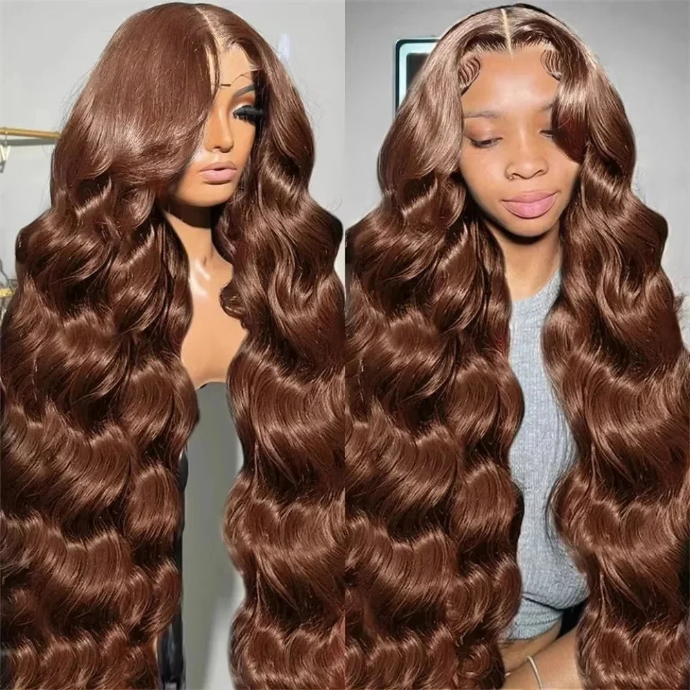Mossily Chocolate Brown Wigs 13x6 HD Lace Front Human Hair Wig For Women Brazilian 220% Body Wave Brown Colored Lace Front Wig