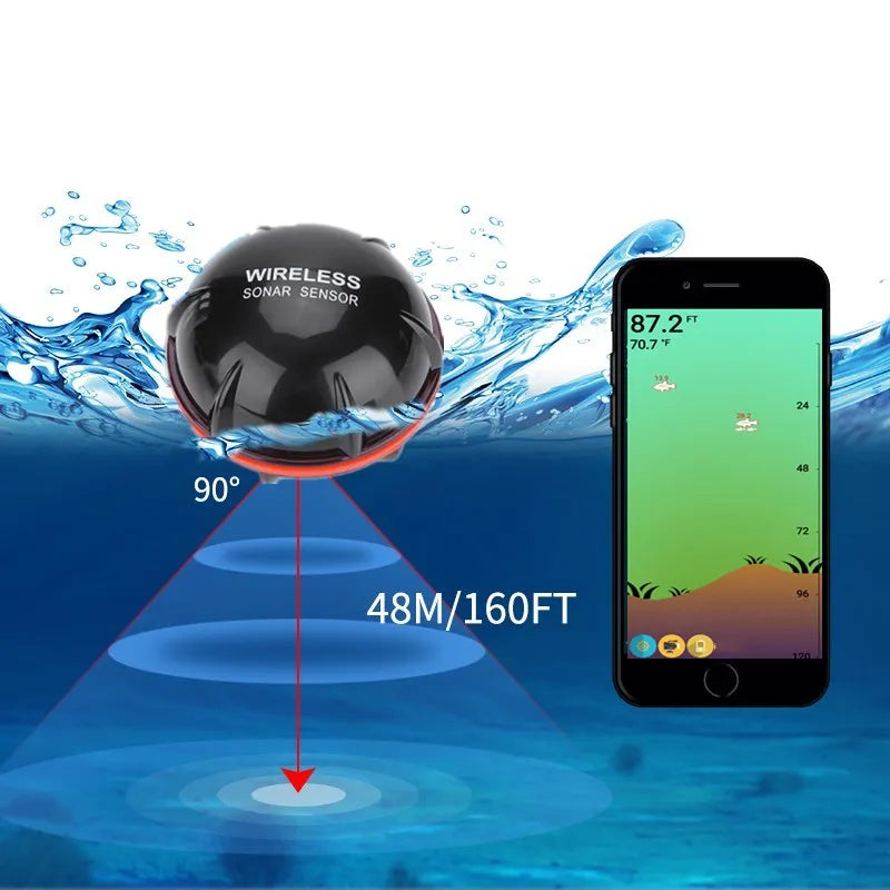 Wireless Bluetooth Smart Sonar Fish Finder 48m/160ft