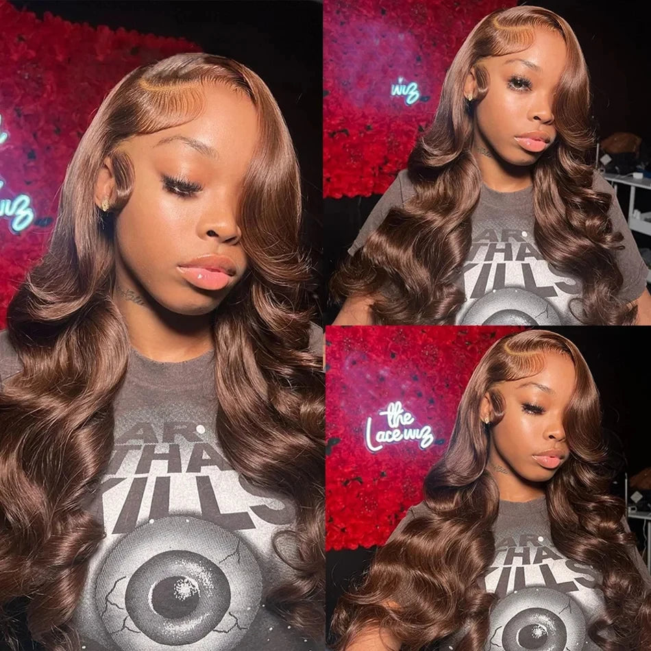 Mossily Chocolate Brown Wigs 13x6 HD Lace Front Human Hair Wig For Women Brazilian 220% Body Wave Brown Colored Lace Front Wig