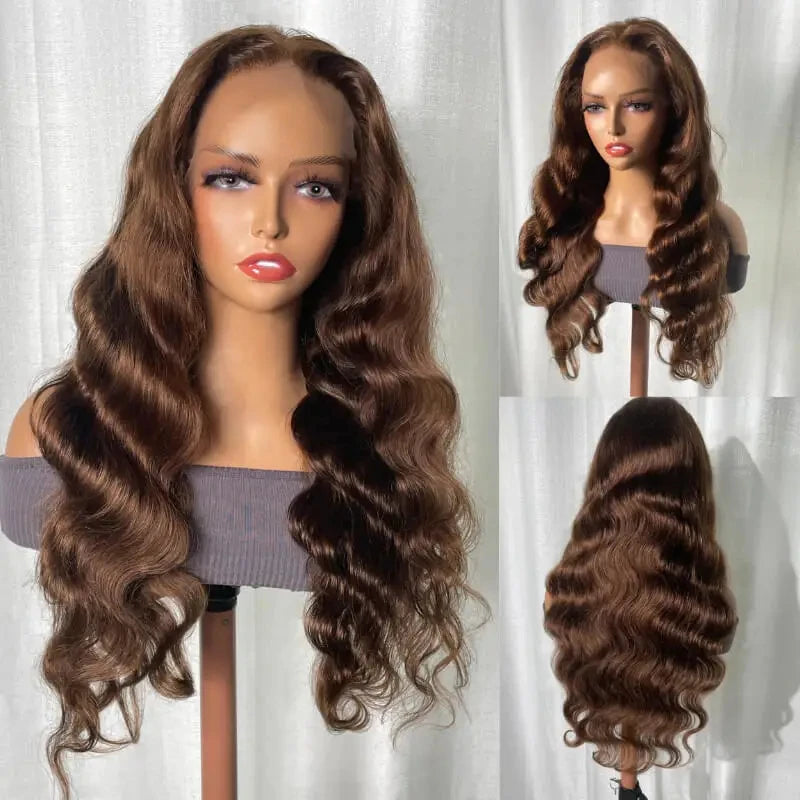 Mossily Chocolate Brown Wigs 13x6 HD Lace Front Human Hair Wig For Women Brazilian 220% Body Wave Brown Colored Lace Front Wig