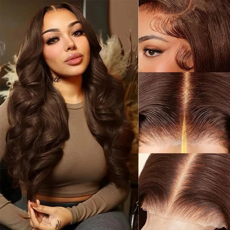 Mossily Chocolate Brown Wigs 13x6 HD Lace Front Human Hair Wig For Women Brazilian 220% Body Wave Brown Colored Lace Front Wig
