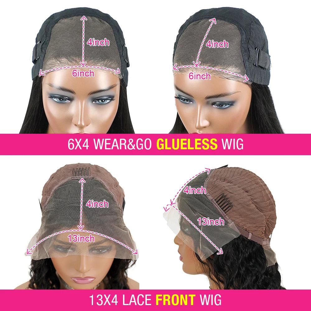 Pre Cut No Glue 4x4 Deep Wave Bob Wigs Curly 6x4 HD Glueless Wig Human Hair Ready To Go Lace Frontal Wigs For Women Pre Plucked