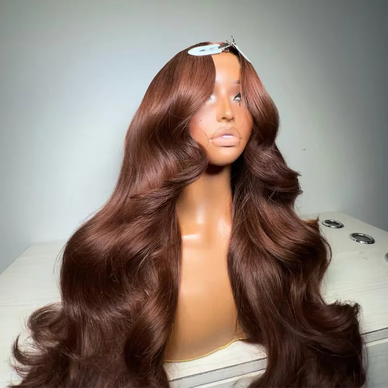 Mossily Chocolate Brown Wigs 13x6 HD Lace Front Human Hair Wig For Women Brazilian 220% Body Wave Brown Colored Lace Front Wig