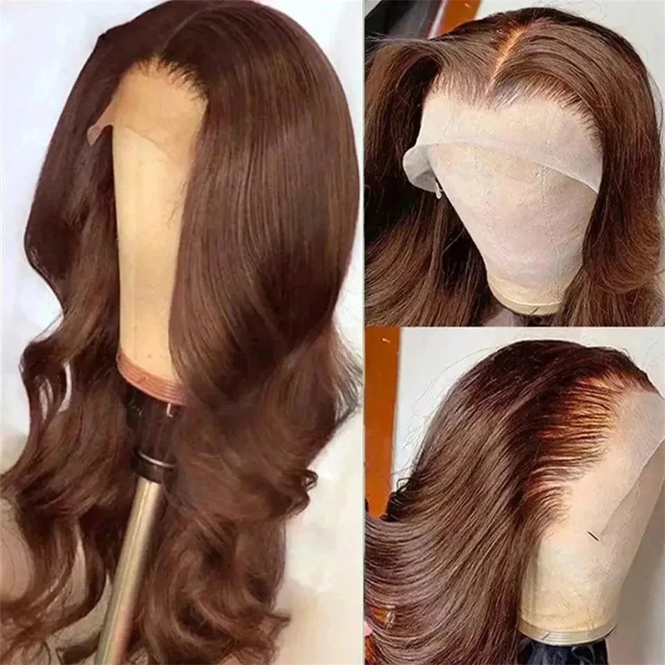 Mossily Chocolate Brown Wigs 13x6 HD Lace Front Human Hair Wig For Women Brazilian 220% Body Wave Brown Colored Lace Front Wig