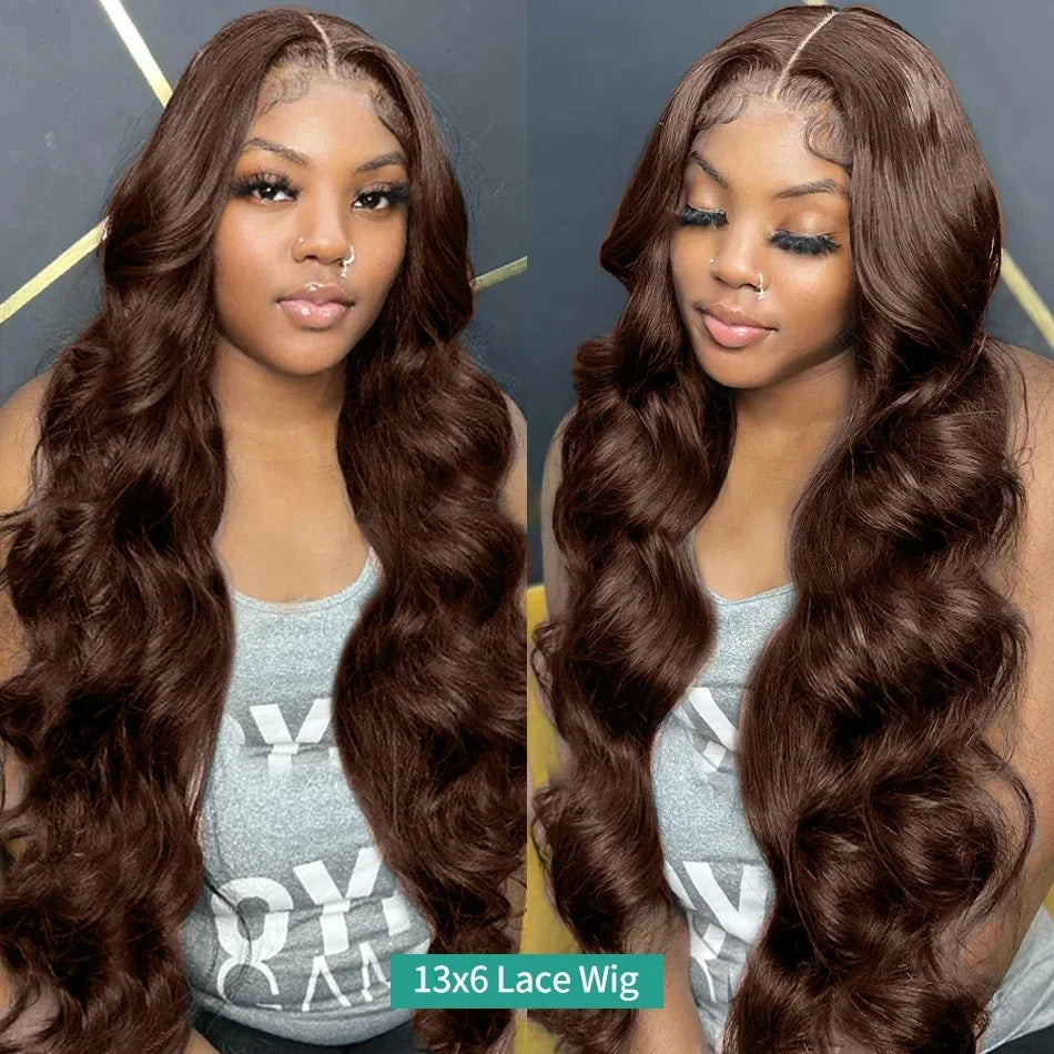 Mossily Chocolate Brown Wigs 13x6 HD Lace Front Human Hair Wig For Women Brazilian 220% Body Wave Brown Colored Lace Front Wig