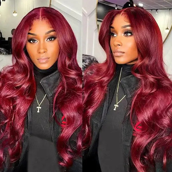 99j Burgundy High Density Body Wave 13x6 Lace Front Wigs Human Hair 30 Inch 13x4 Hd Lace Frontal Wigs For Women Choice Brazilian