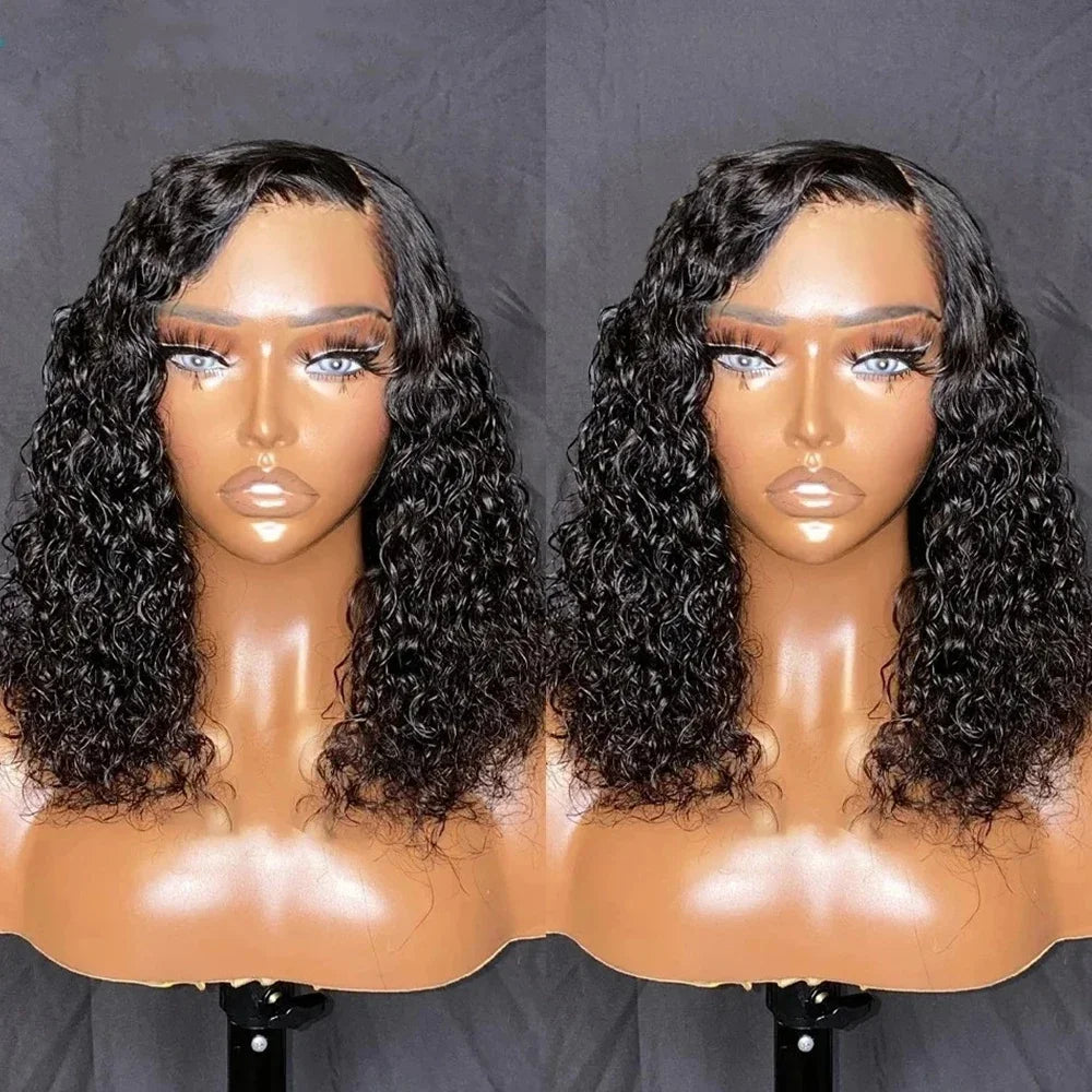 Pre Cut No Glue 4x4 Deep Wave Bob Wigs Curly 6x4 HD Glueless Wig Human Hair Ready To Go Lace Frontal Wigs For Women Pre Plucked