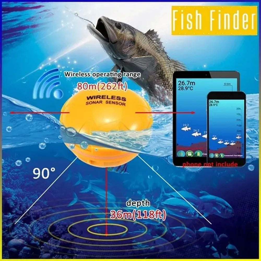 Wireless Bluetooth Smart Sonar Fish Finder 48m/160ft