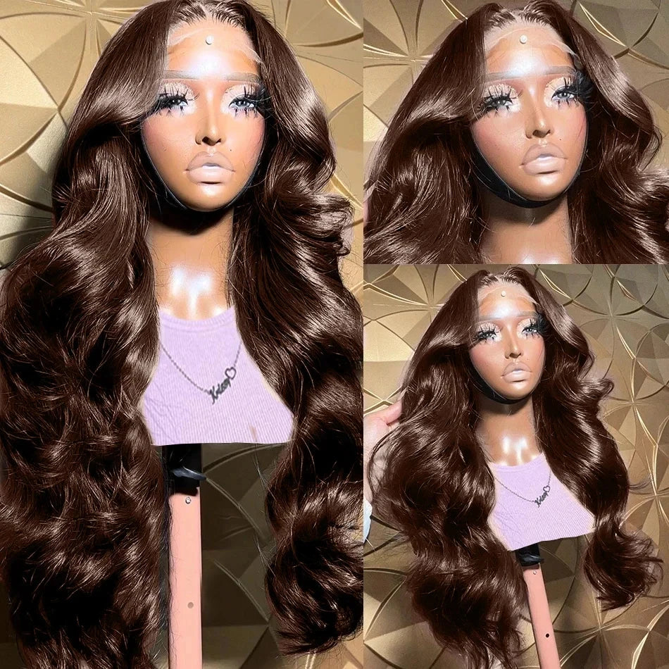 Mossily Chocolate Brown Wigs 13x6 HD Lace Front Human Hair Wig For Women Brazilian 220% Body Wave Brown Colored Lace Front Wig