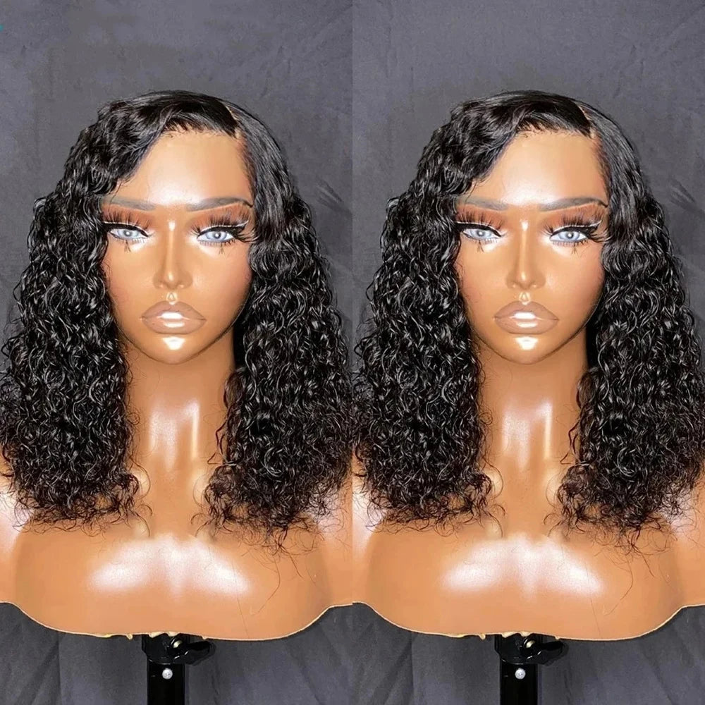 Pre Cut No Glue 4x4 Deep Wave Bob Wigs Curly 6x4 HD Glueless Wig Human Hair Ready To Go Lace Frontal Wigs For Women Pre Plucked