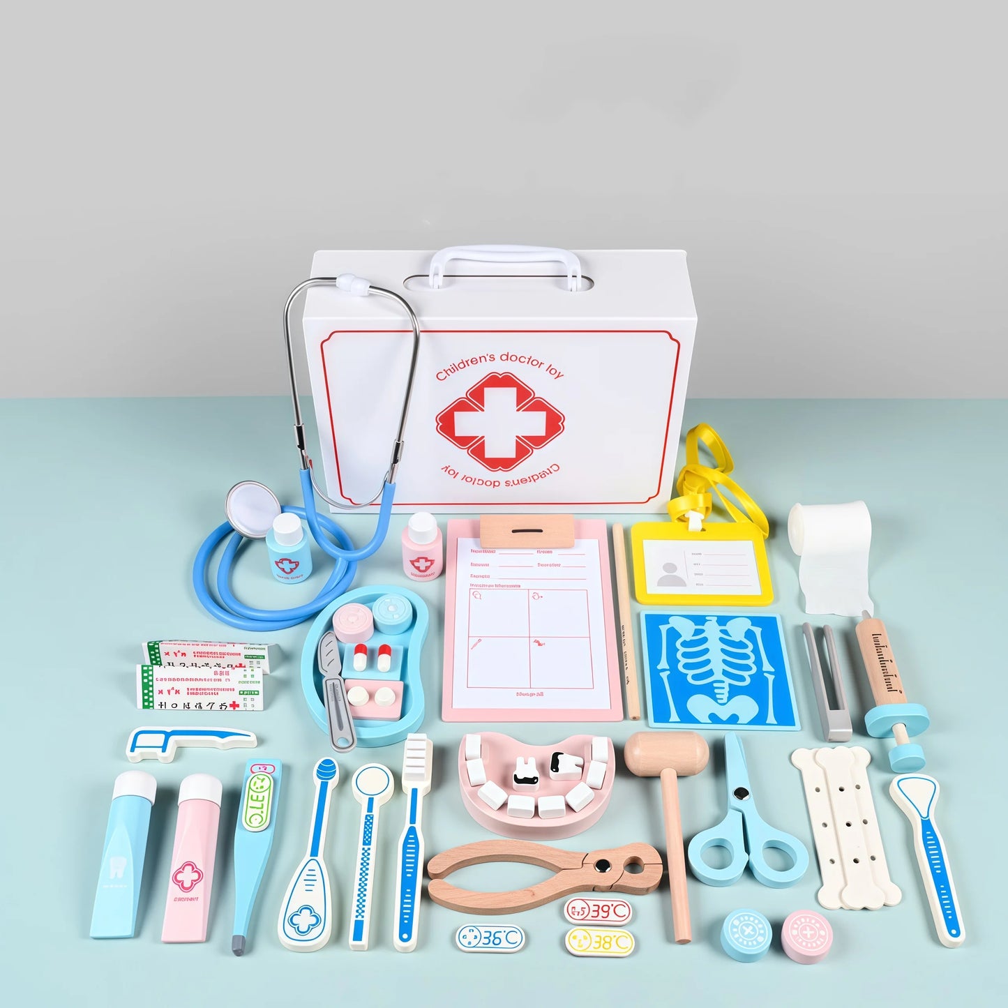 Wooden Doctor Kit For Kids,Pretend Playset For Toddlers With Medical Bag For Boys and Girls Fun Role Playing Game