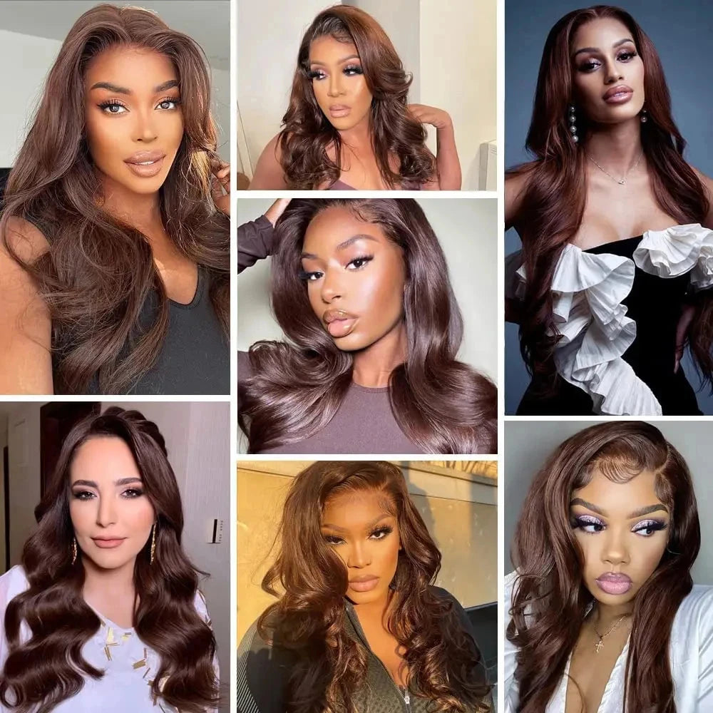 Mossily Chocolate Brown Wigs 13x6 HD Lace Front Human Hair Wig For Women Brazilian 220% Body Wave Brown Colored Lace Front Wig