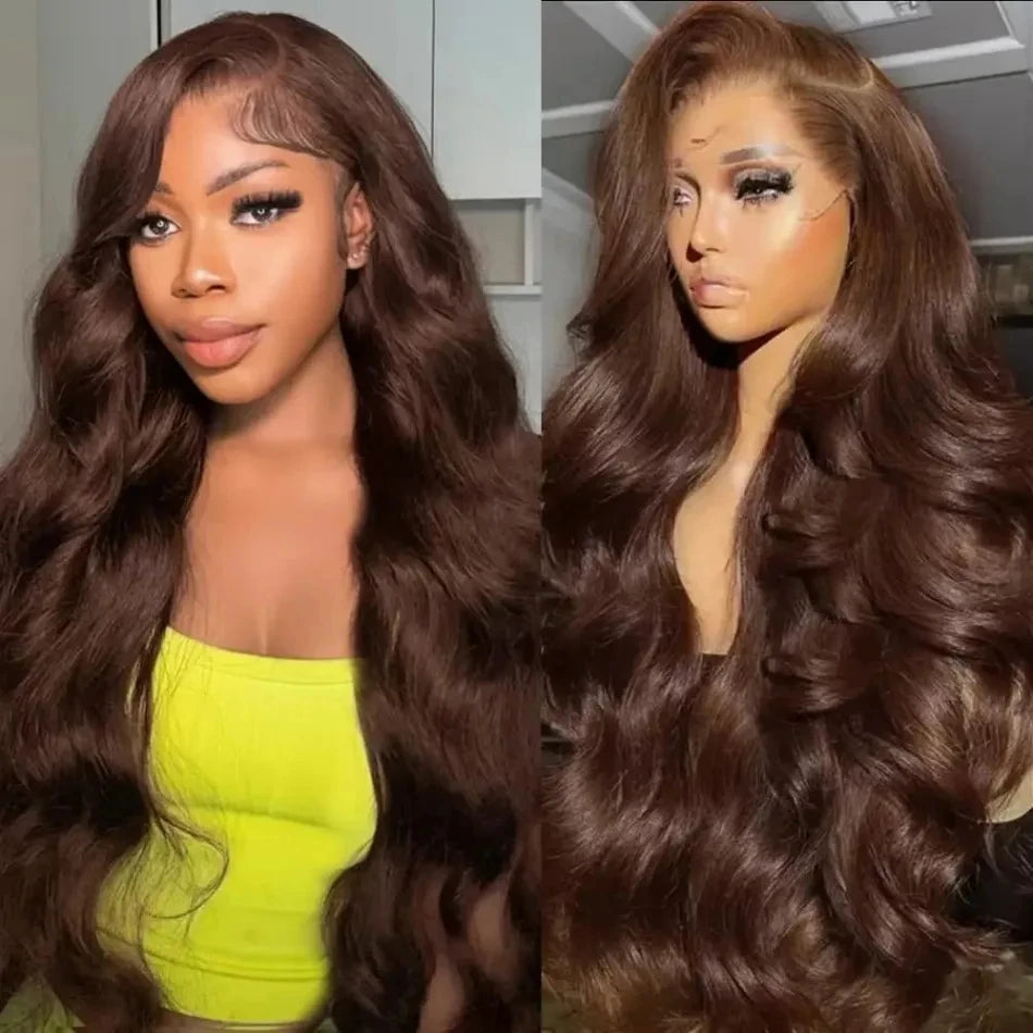 Mossily Chocolate Brown Wigs 13x6 HD Lace Front Human Hair Wig For Women Brazilian 220% Body Wave Brown Colored Lace Front Wig