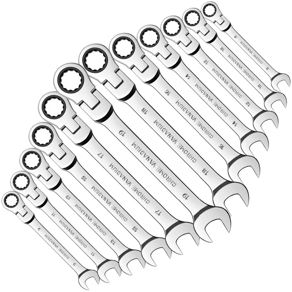 1 Piece Flexible Pivoting Head Ratchet Wrench Spanner Garage Metric hand Tool For auto and Home Repair
