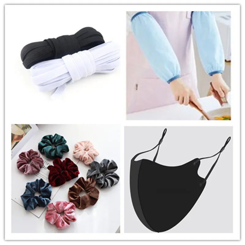 5M High Elastic Mask Band – Nylon-Like Rubber Rope for Sewing, DIY Clothing, and Home Accessories (3mm–12mm