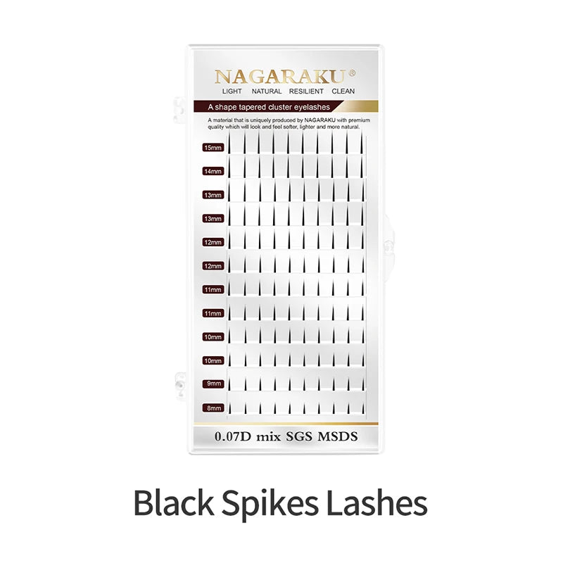 NAGARAKU A-Shape Tapered Flat Base Fluffy Eyelash Extension Spikes – Matte Cluster Makeup