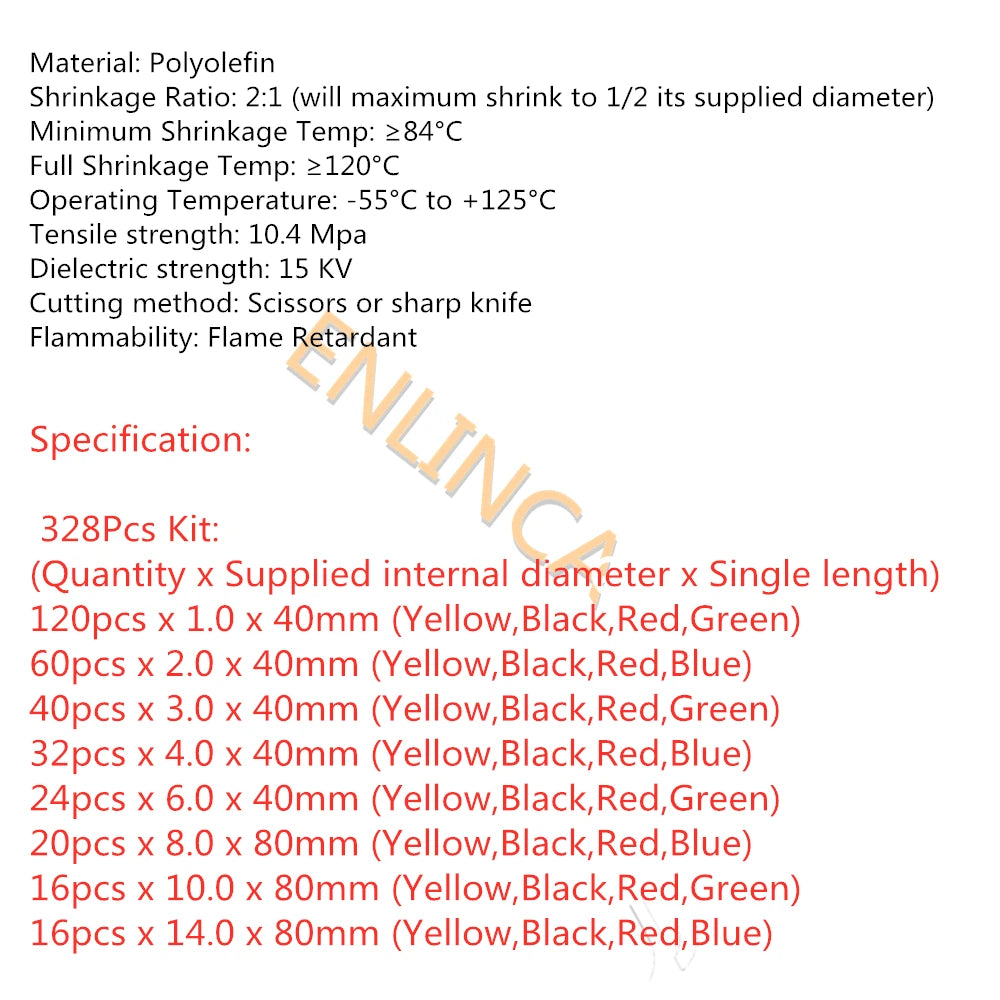 Heat-Shrink Tubing Shrink Wrapping Electrical Kit Connection Sleeving
