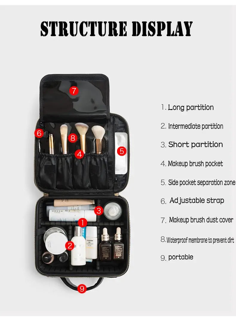Waterproof PU Leather arge Capacity Storage Make up Cosmetic Bag