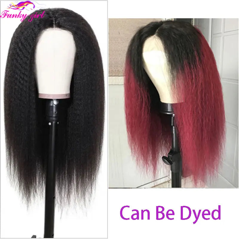 30 Inch Kinky Straight 13x4 Lace Front Human Hair Wig 13x1 Transparent Lace Wigs Brazilian Remy Hair Lace Closure Wig For Women