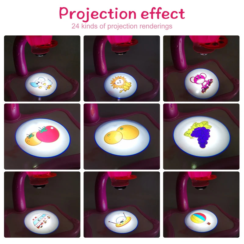 Kids Painting Board Toys Children LED Projector Art Painting Table Desk Arts Toy Educational Learning Paint Toy Birthday Gift