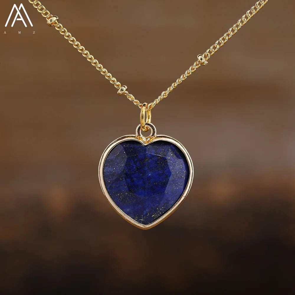 Natural Roses Quartz Heart Pendant Necklace For Women Elegant Romatic Gems Stone Necklace Jewelry Gifts Dropship
