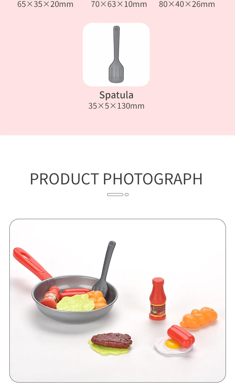 Children Kitchen Food Toys Simulation Frying Pan Vegetables Steak Bread Hot Dog Omelette Play Toy Set for Kids Girls Education