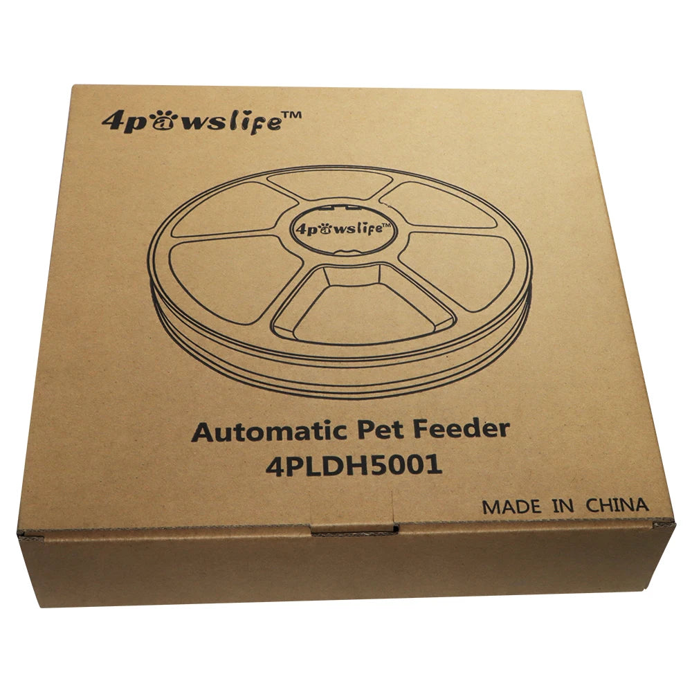 Automatic 6 Meals 6 Grids Round Timing Feeder Pet Feeder Dispenser