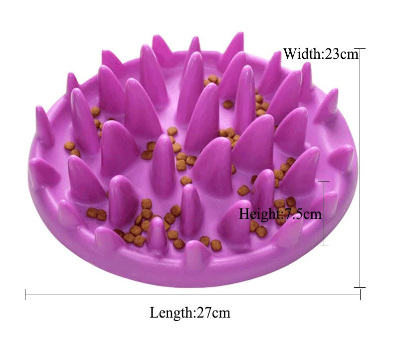 Non-Slip Slow Feeder Bowl – Interactive Anti-Gulping Silicone Feeding Dish for Dogs, Cats & Kittens