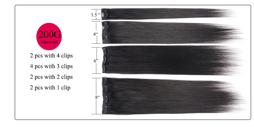 Doreen 160G 200G 240G Volume Series Brazilian Machine Remy Straight Clip In Human Hair Extensions Full Head 10Pcs 16 to 24 Inch