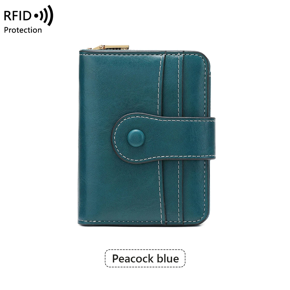 RFID-Blocking Women's Short Wallet – Multi-Card Slot Holder with Retro Buckle Coin Purse