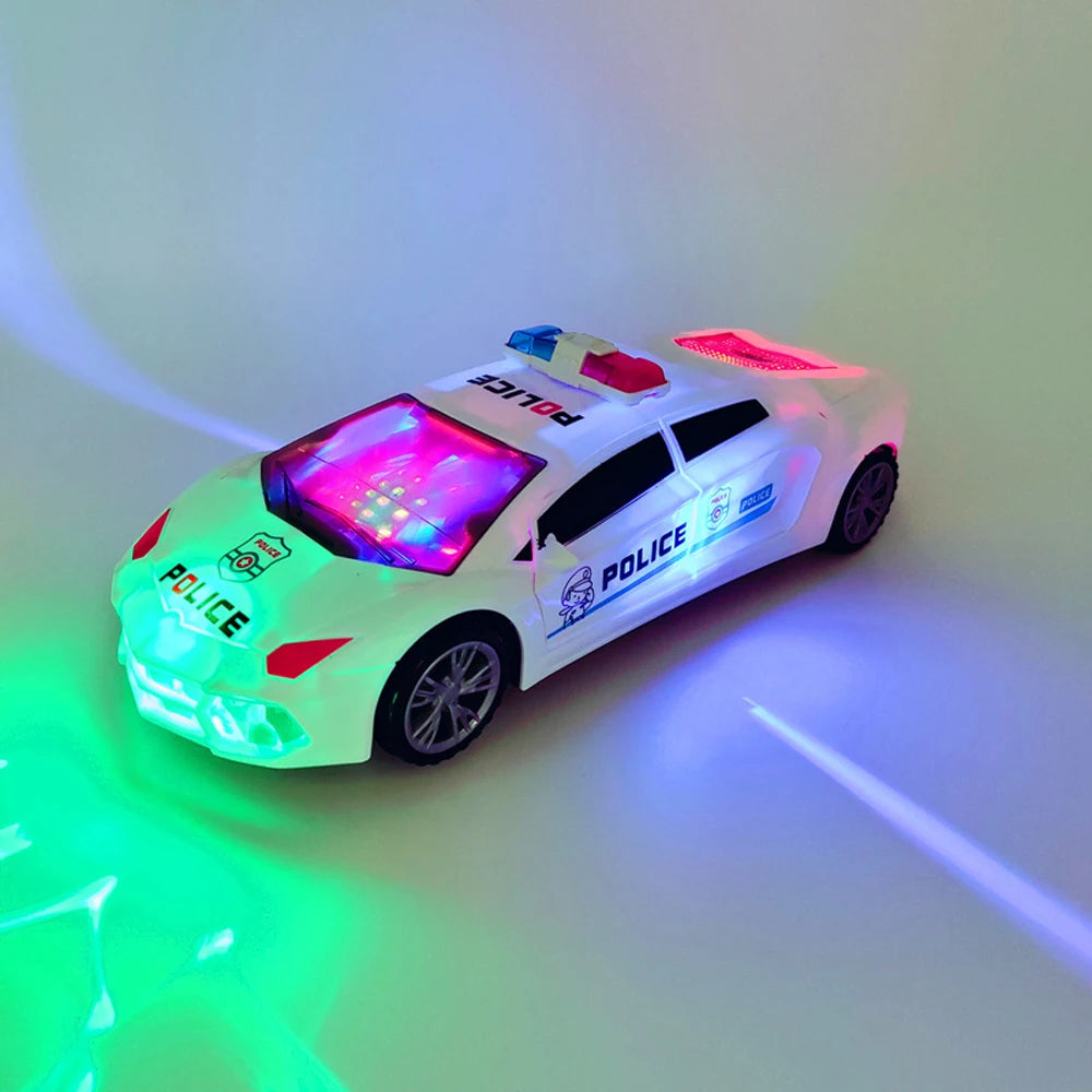 Kids Led Electric Car Toy Police 360 Degree Rotary Wheels Cool Lighting Music Door Open Kids Electronic Car Toys for Children