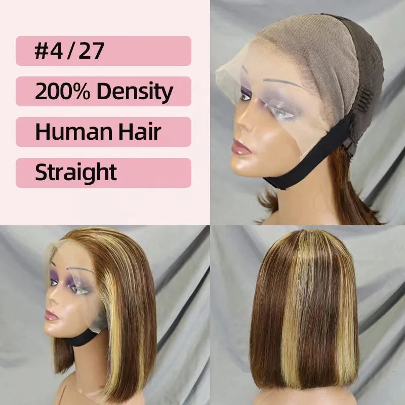 Peosaard Human Hair Wig, Bob Wig, 14 Inch Short Straight Black, HD Lace Front, Pre Plucked, Wigs Human Hair