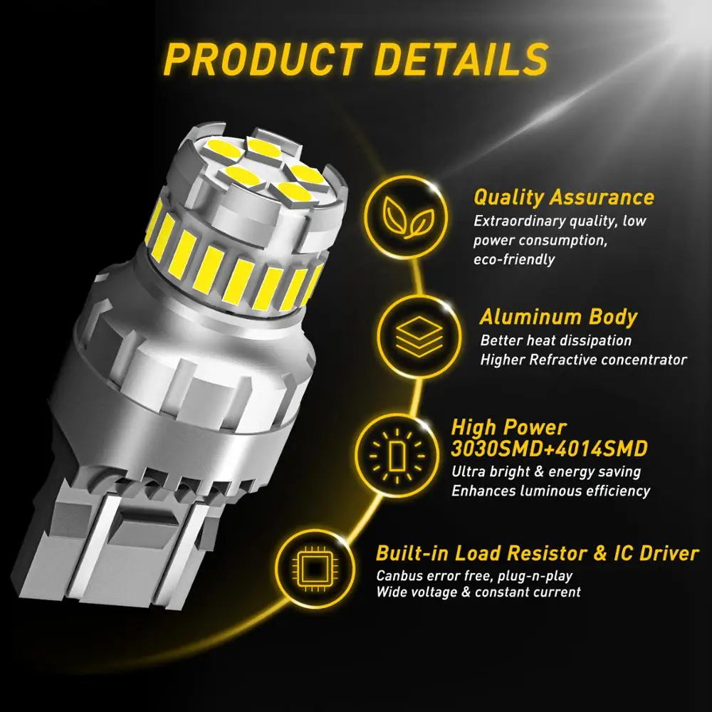 AUXITO 2Pcs 7443 7440 T20 Mini LED Bulbs W21/5W W21W LED DRL Parking Light Reverse Backup Lamps 6500K White 1200LM Super Bright