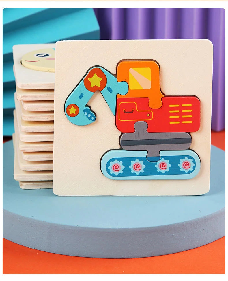 Kids Colorful Cartoon Animals 3D Puzzles Games