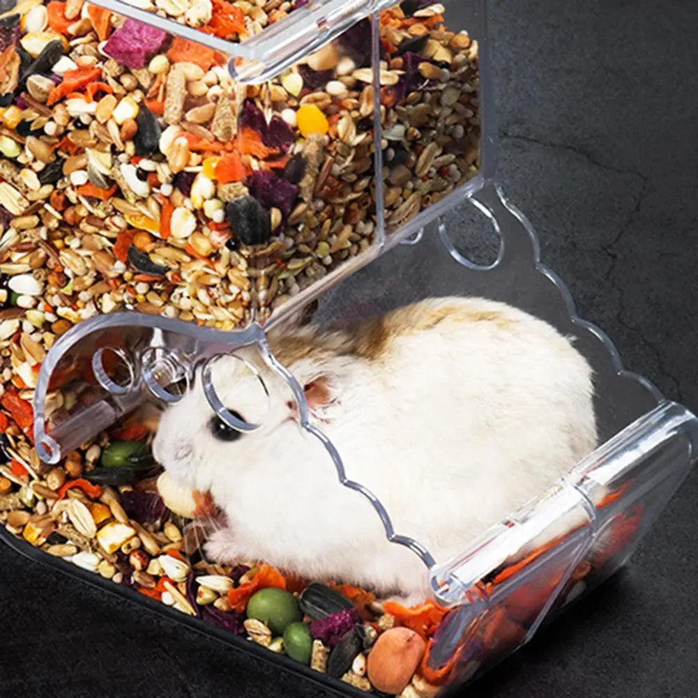 Hamster Rabbit Food Dispenser Feeder Plastic Automatic Hamster & Rabbit Food Dispenser – Clear Plastic Pet Feeder for Guinea Pigs and Small Animalsear Automatic Pet Feeder For Hamster Guinea Pigs Food Bowl Container