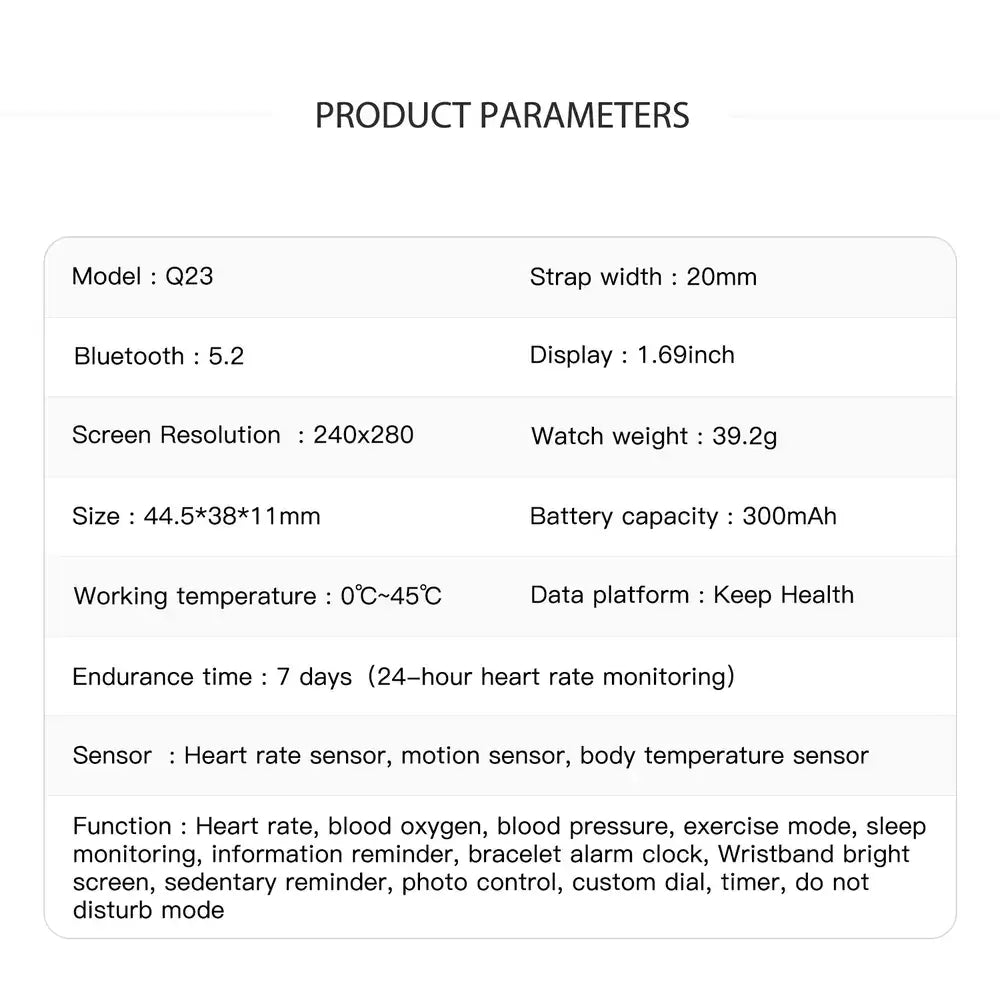 Waterproof Smart Fitness Watch – Heart Rate, Step, and Sleep Tracker (Unisex)