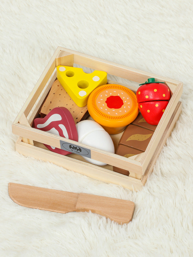 Wooden Simulation Kitchen Toy Montessori Pretend Play House Series Cut Fruit Desserts Children Cut Vegetables Educational Toys