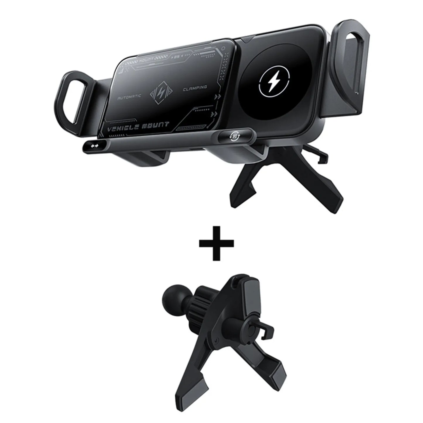 High Intelligent Mobile Phone/Pad Holder 2 in 1 Auto Rotating Phone Holder Car Charger Fast Charging Cell Phone Holder